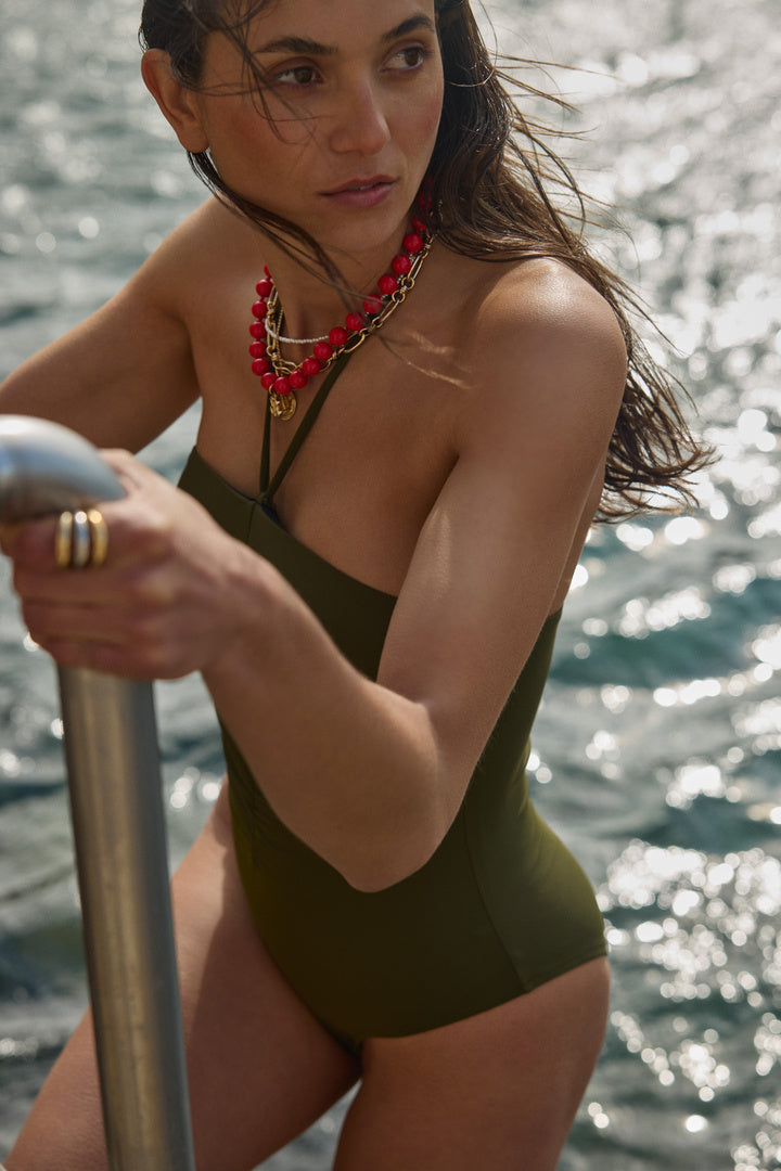Maillot de bain une pièce Natalia kaki