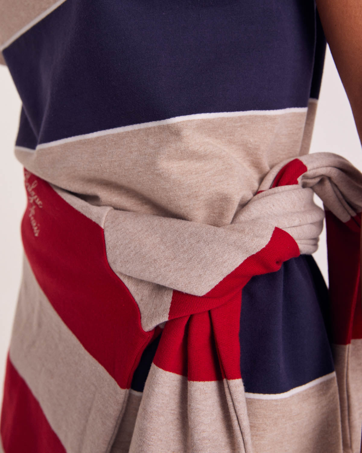Robe polo Paula rayures marine et beige chiné