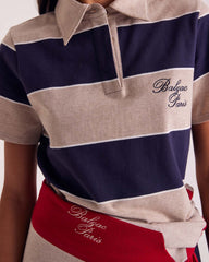 Robe polo Paula rayures marine et beige chiné
