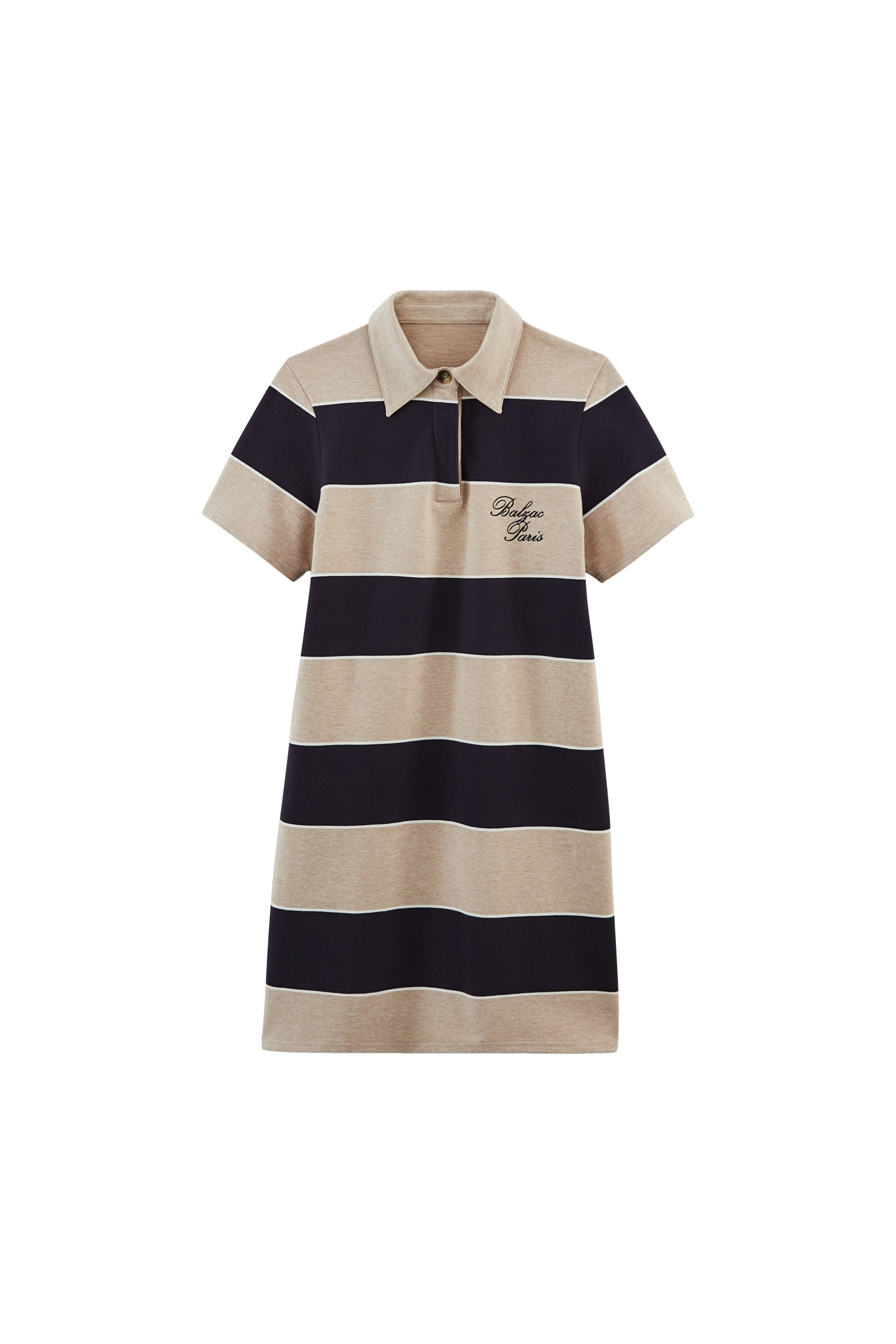 Robe polo Paula rayures marine et beige chiné