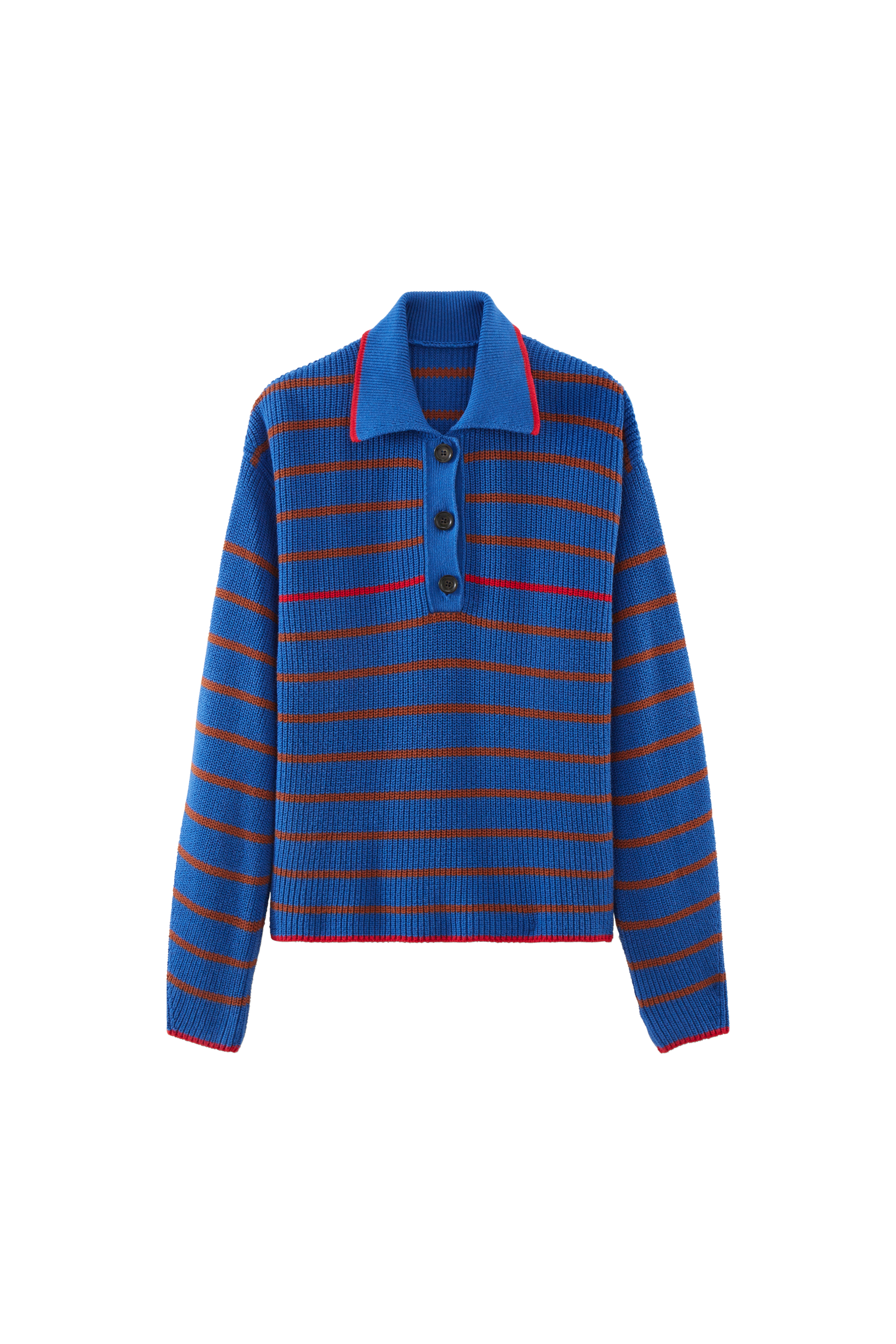 Pull Gustave rayures bleu, cannelle et rouge
