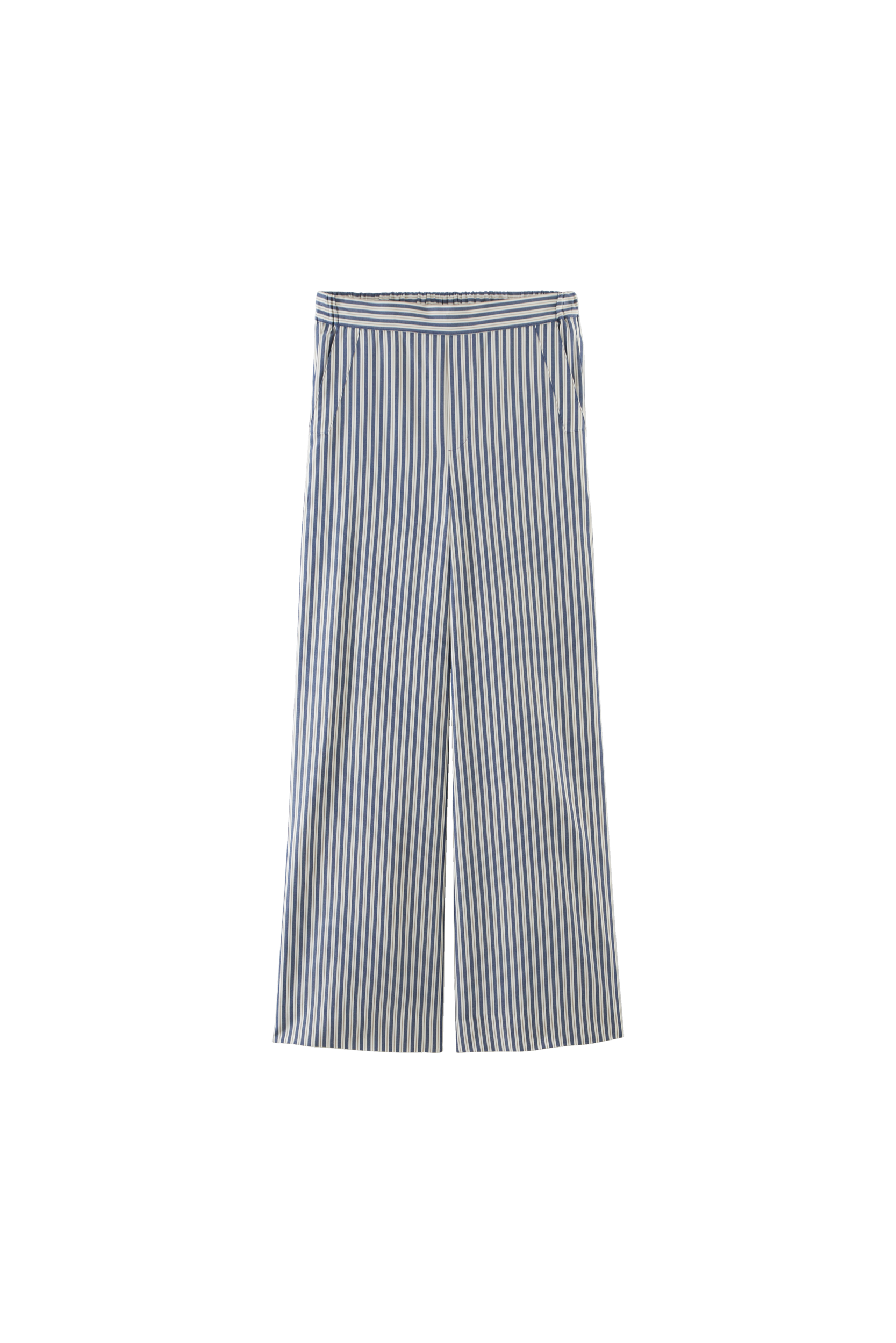 Pantalon Alphonse rayures marine, écru et gris