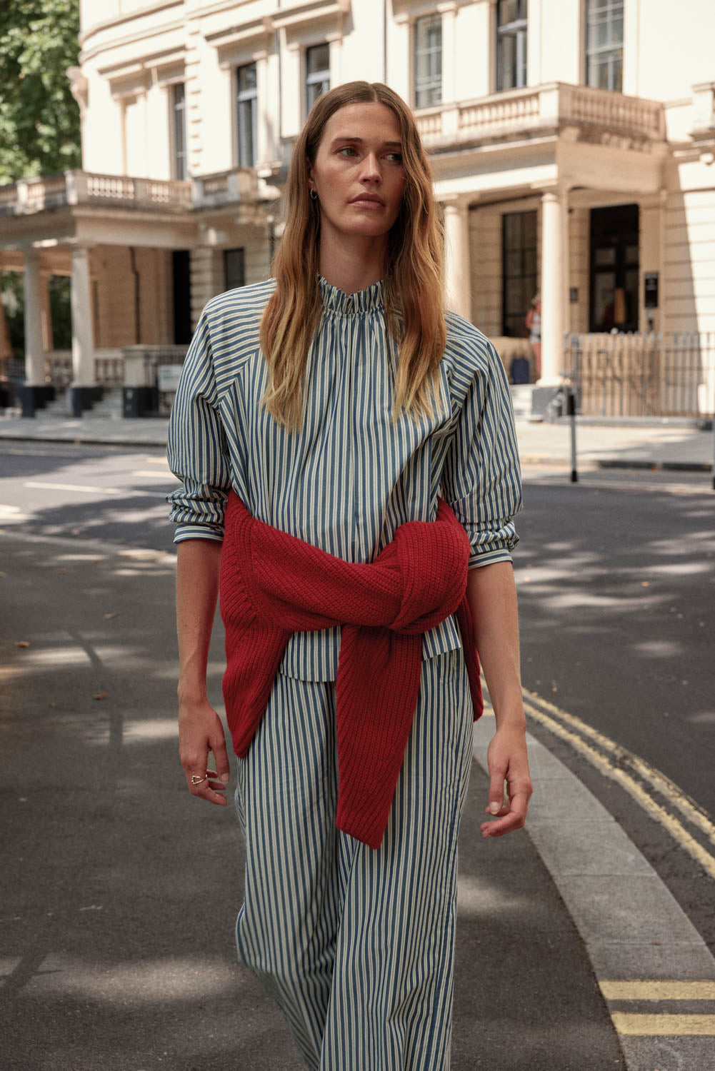 Blouse Zoé rayures marine, écru et gris