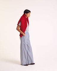 Pantalon Alphonse rayures marine, écru et gris