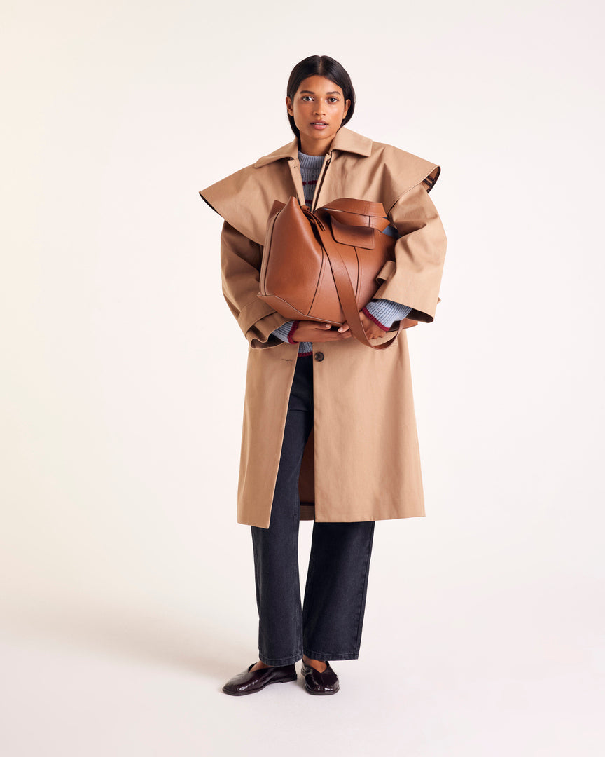 Cabas Esteban camel et bleu gris