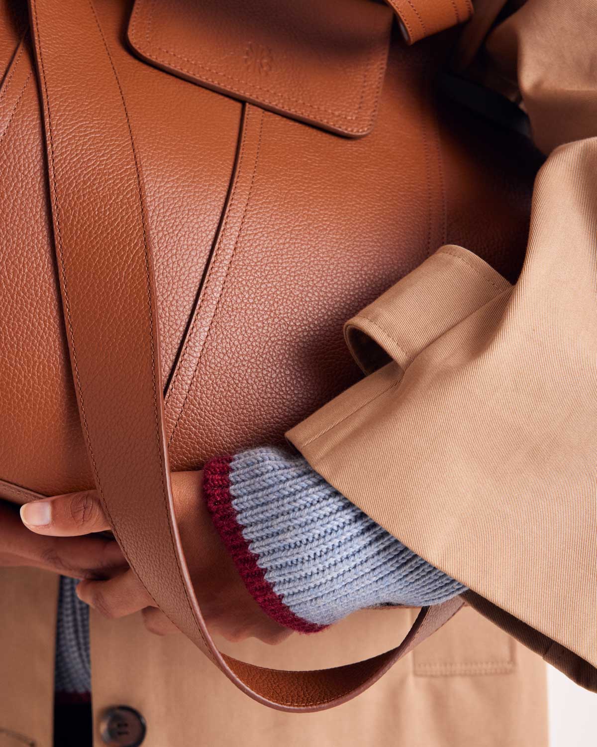 Cabas Esteban camel et bleu gris