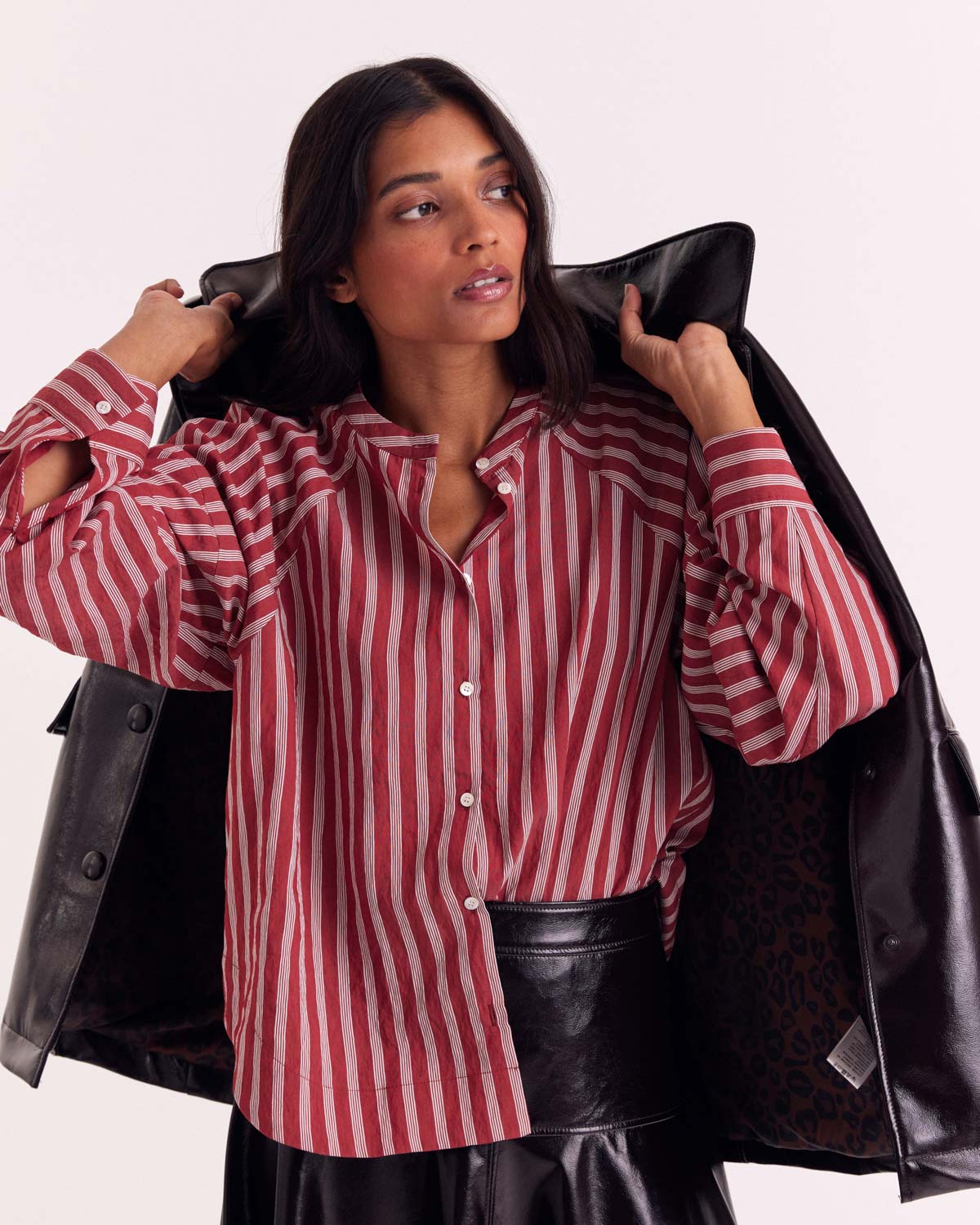 Chemise Joséphine rayures coquelicot et blanc