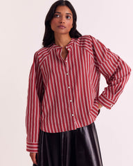 Chemise Joséphine rayures coquelicot et blanc