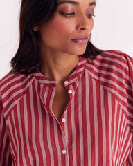 Chemise Joséphine rayures coquelicot et blanc