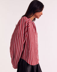 Chemise Joséphine rayures coquelicot et blanc