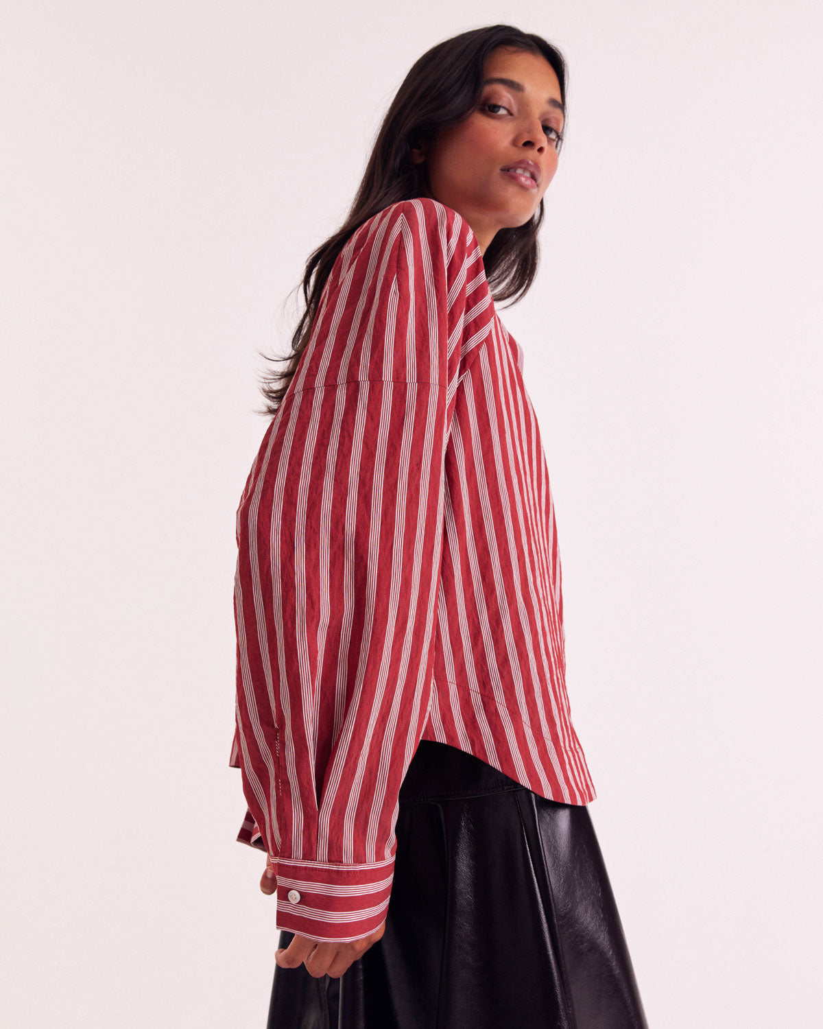 Chemise Joséphine rayures coquelicot et blanc