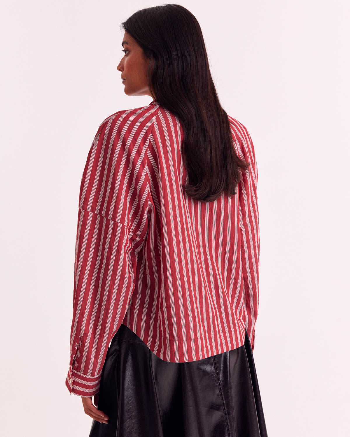 Chemise Joséphine rayures coquelicot et blanc