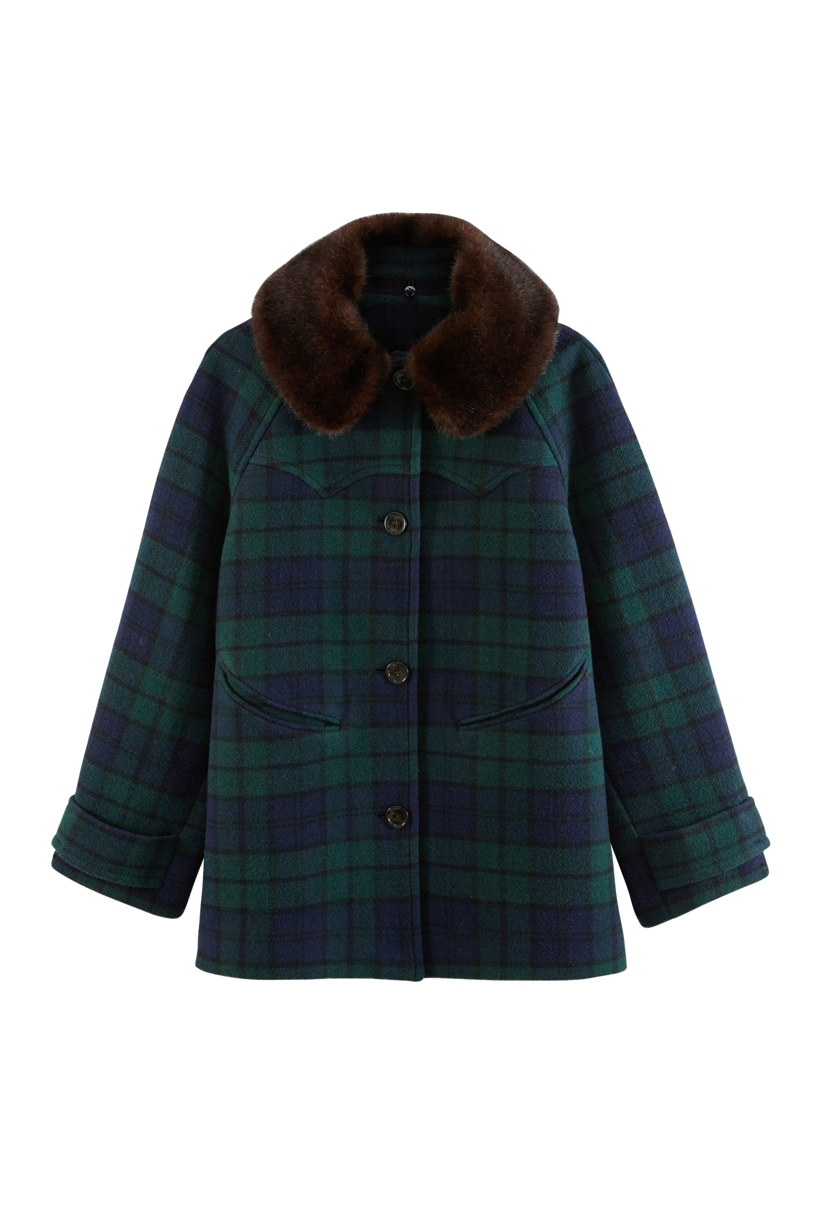 Manteau Trixie tartan bleu et vert