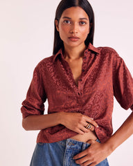 Blouse Gabriel jacquard noisette
