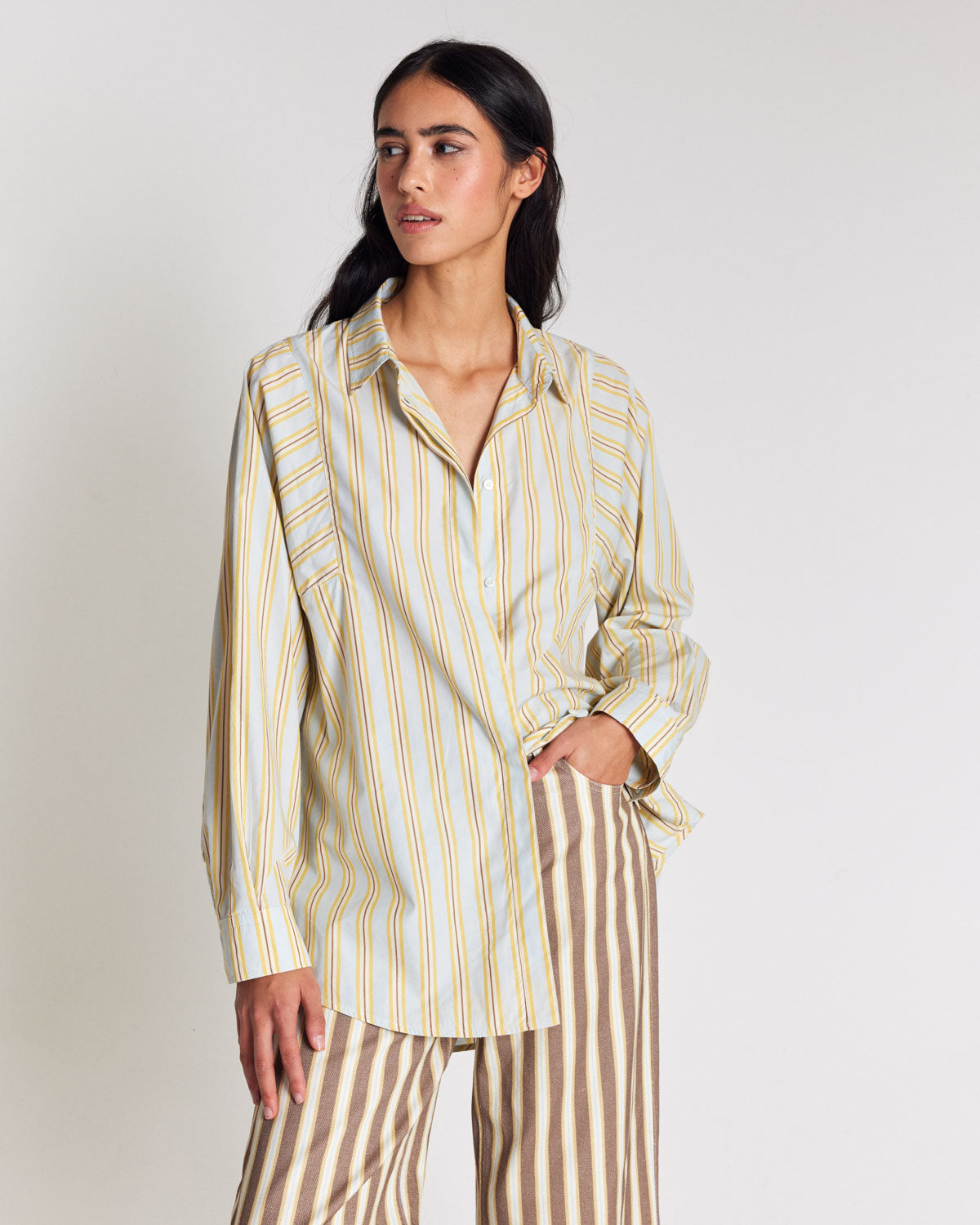 Chemise Eudes rayures bleu et jaune