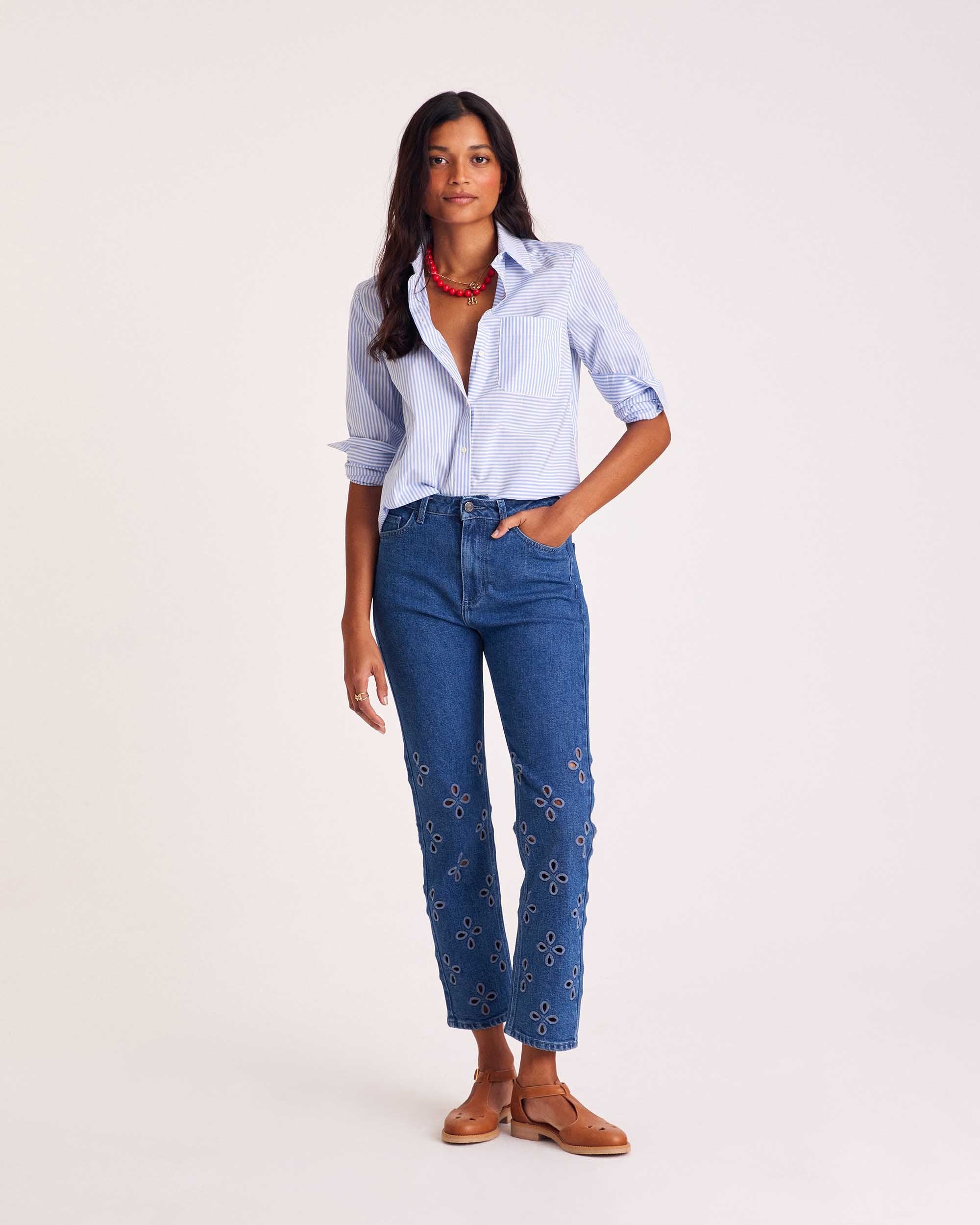 Chemise Ulysse rayures bleu et blanc