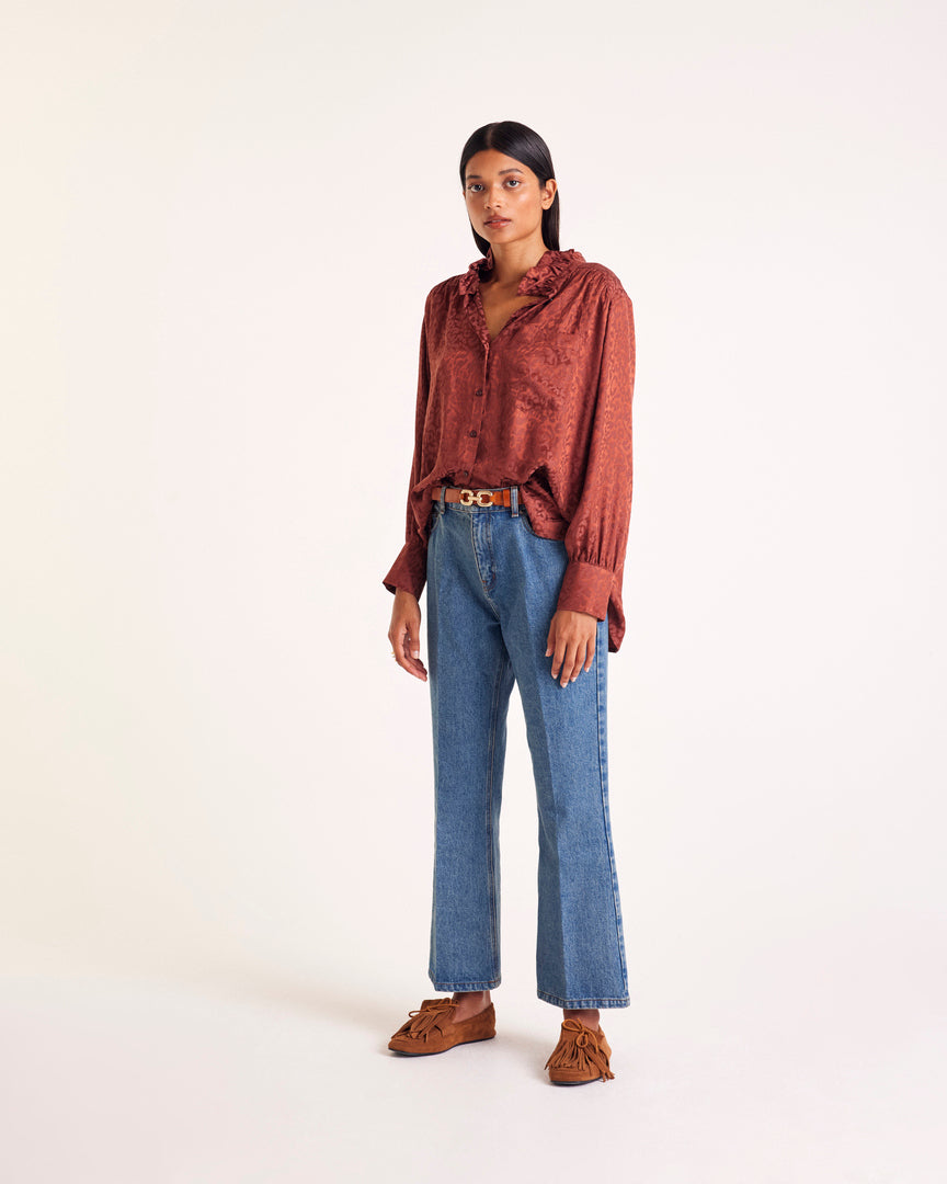 Chemise Léonor jacquard noisette
