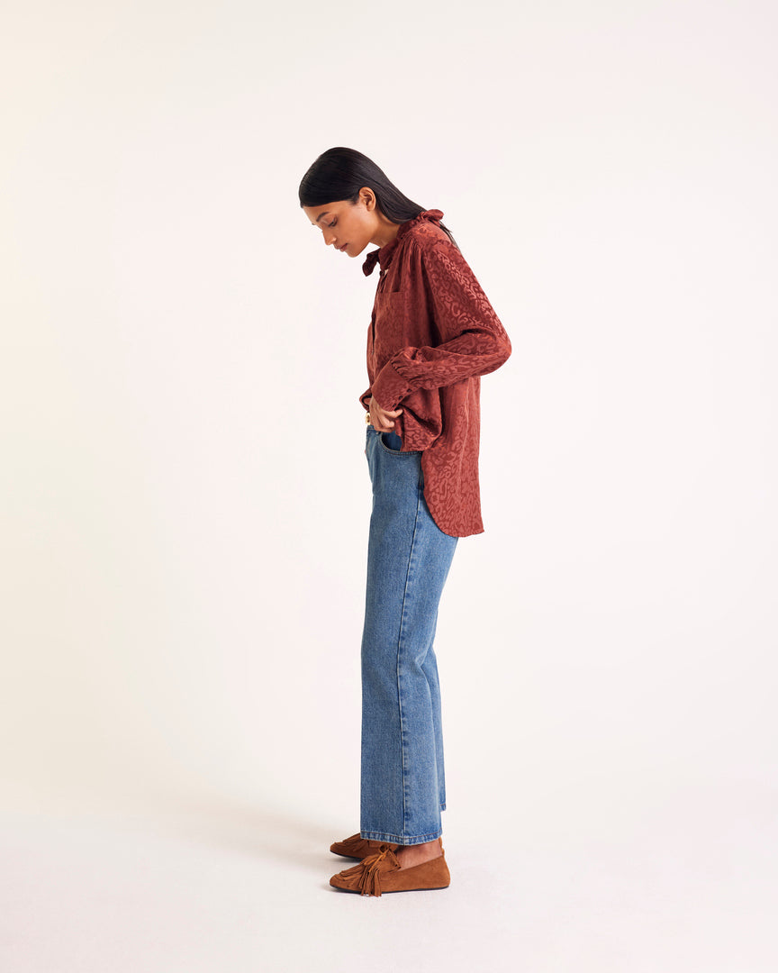 Chemise Léonor jacquard noisette