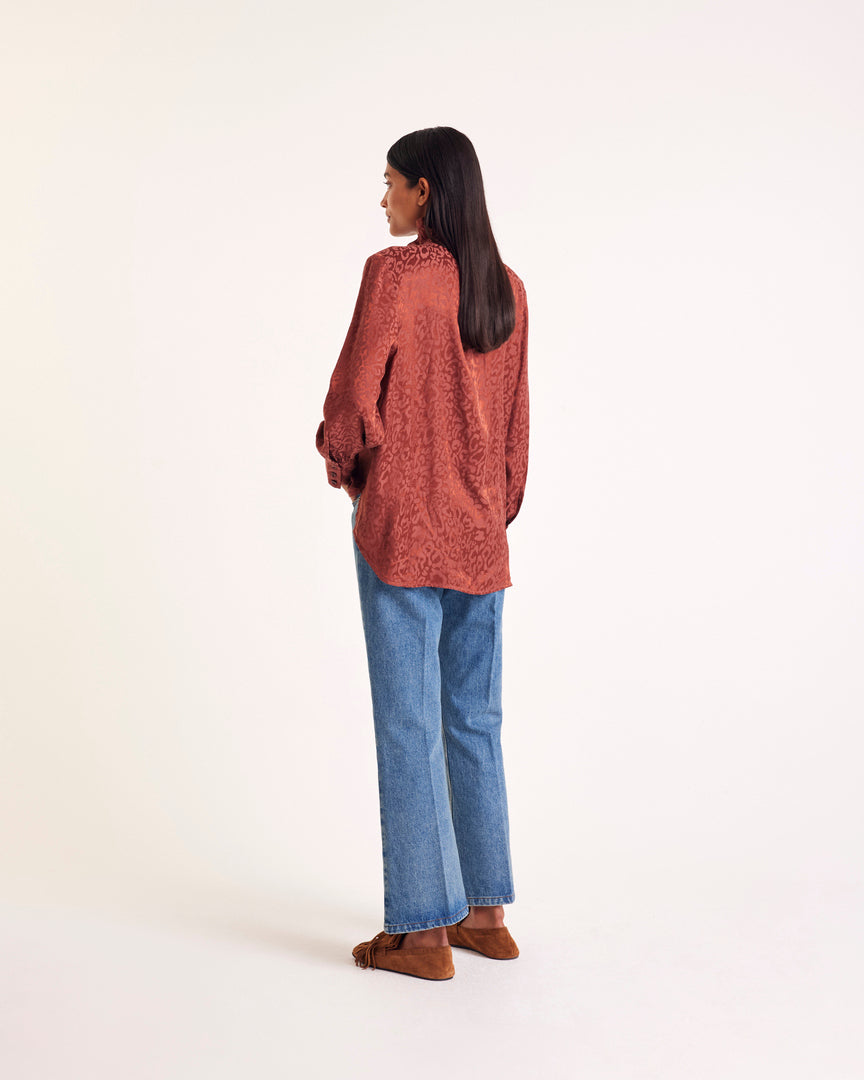 Chemise Léonor jacquard noisette