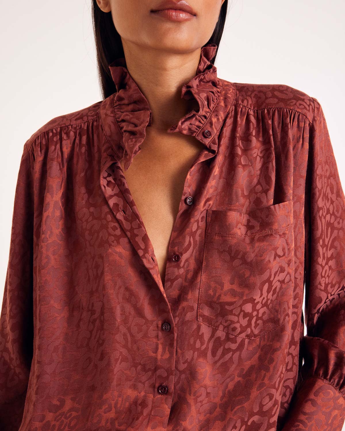 Chemise Léonor jacquard noisette