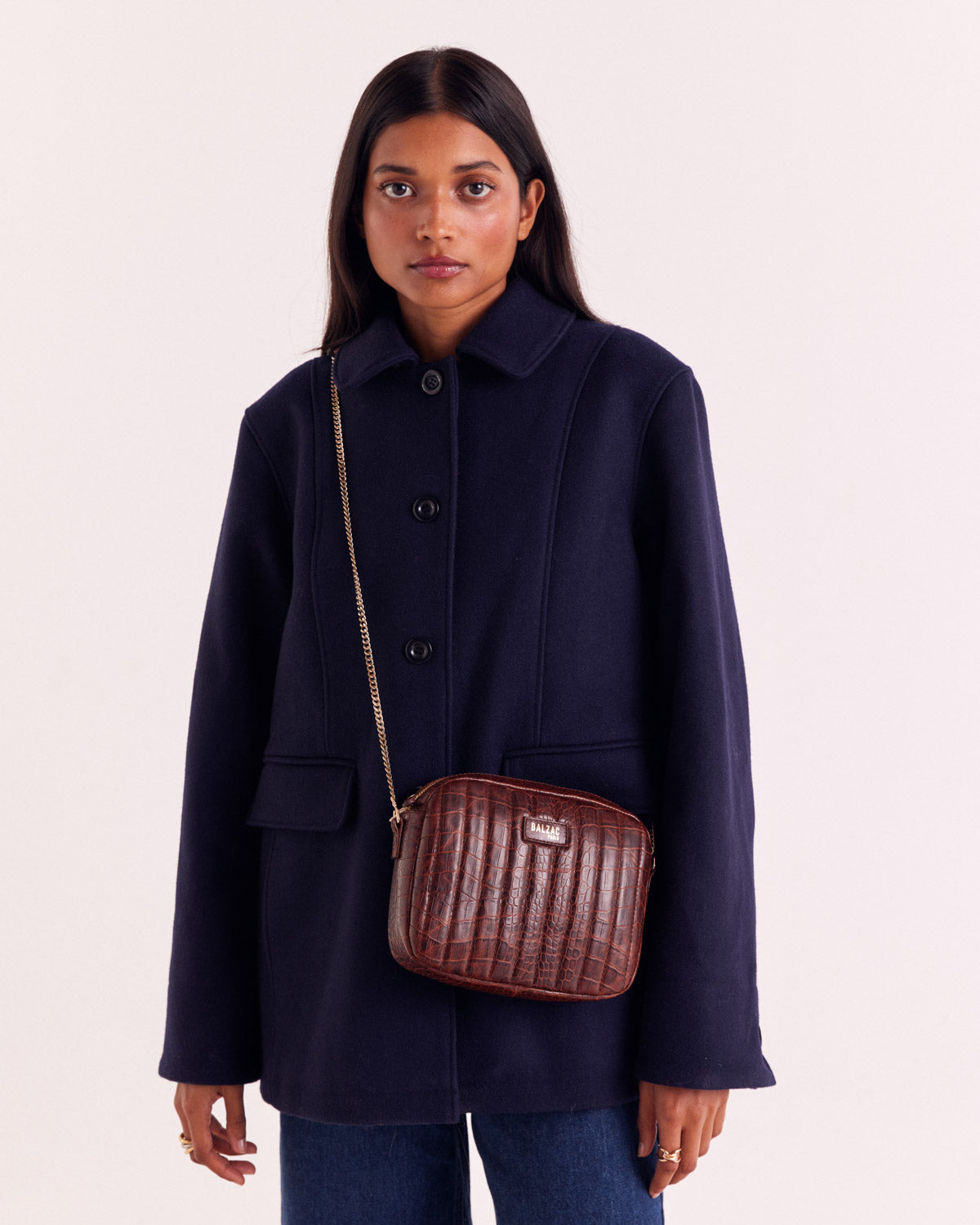 Sac César cognac embossé