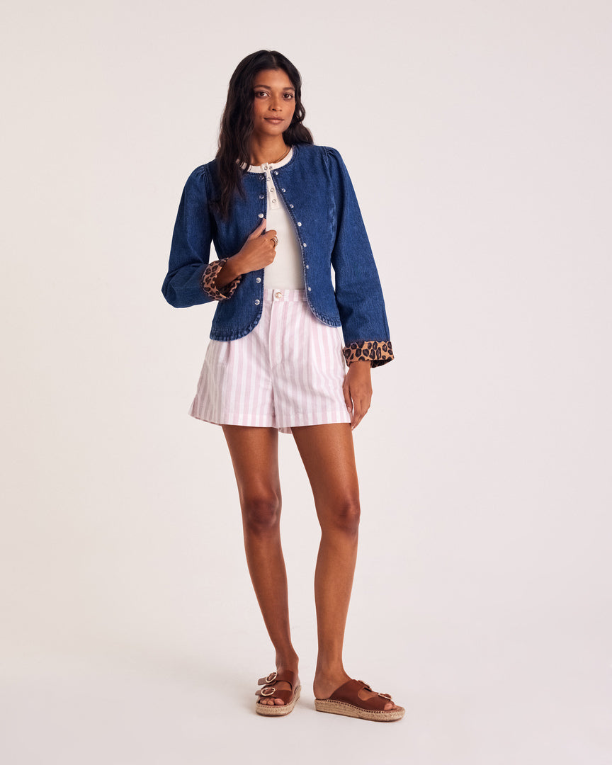 Short Simon rayures rose et blanc