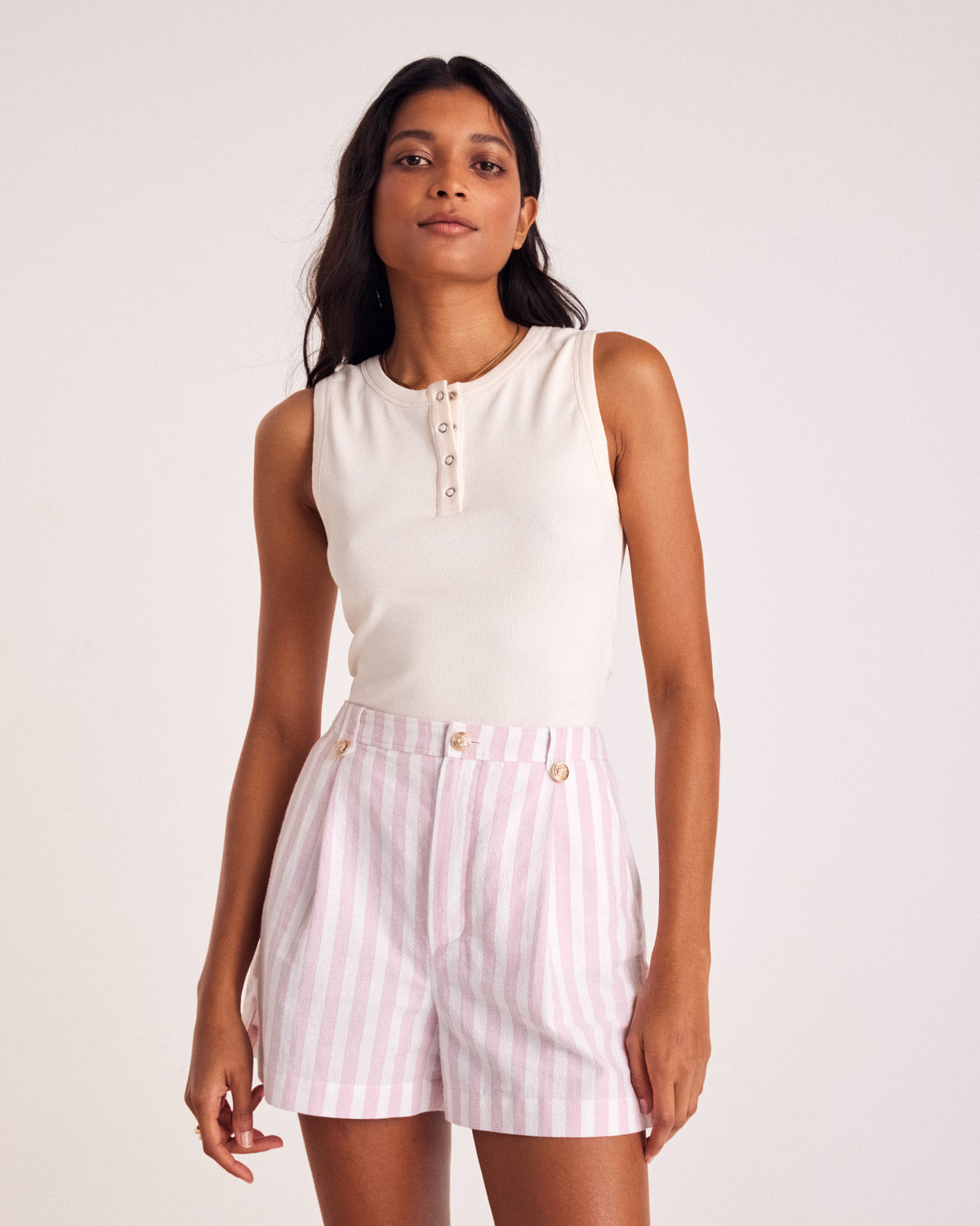 Short Simon rayures rose et blanc