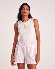 Short Simon rayures rose et blanc