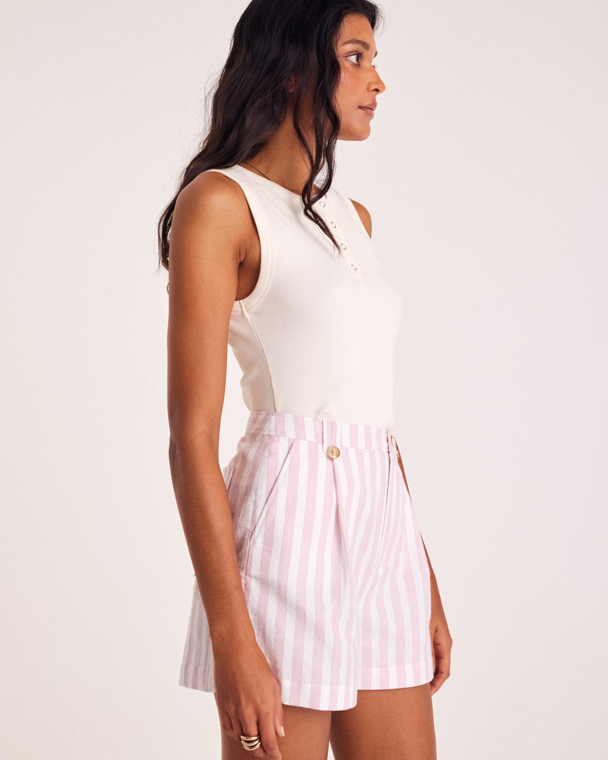 Short Simon rayures rose et blanc