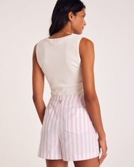 Short Simon rayures rose et blanc