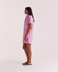 Combinaison Safran rayures rose et rouge