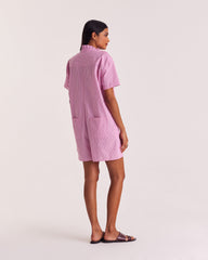 Combinaison Safran rayures rose et rouge