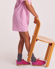 Combinaison Safran rayures rose et rouge