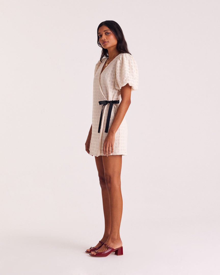 Robe Tosca guipure carreaux écru