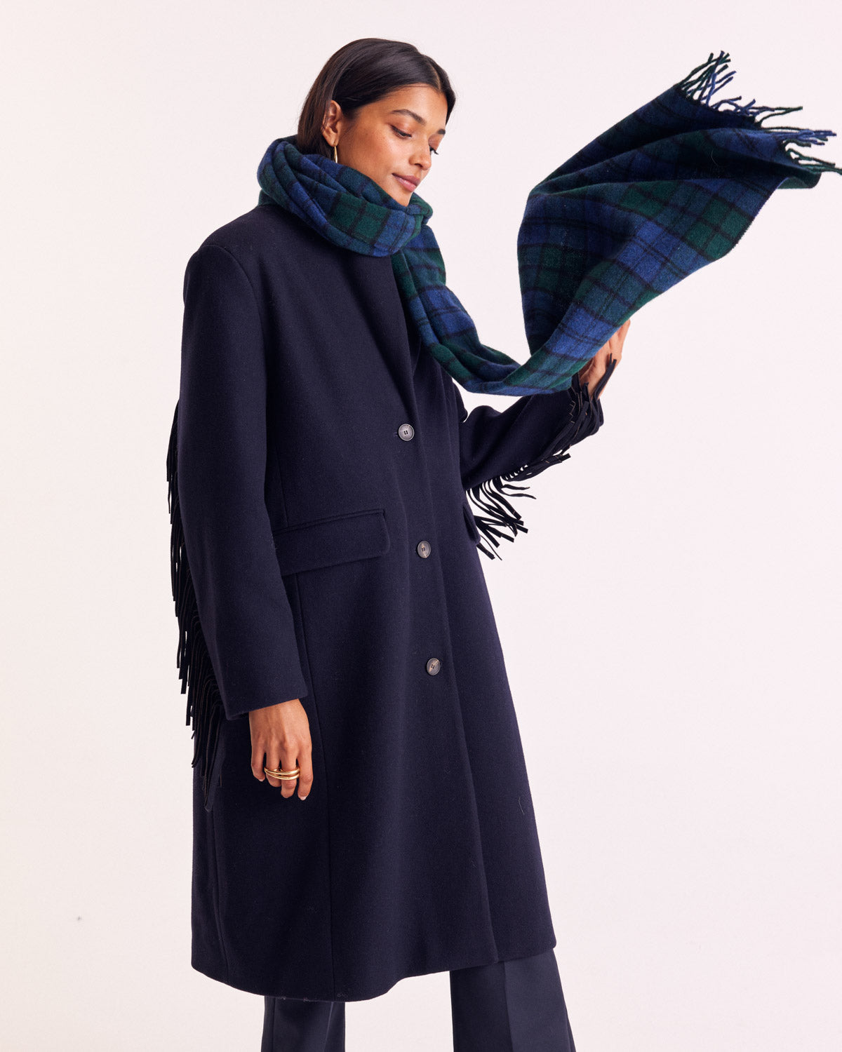 Écharpe Public tartan bleu et vert