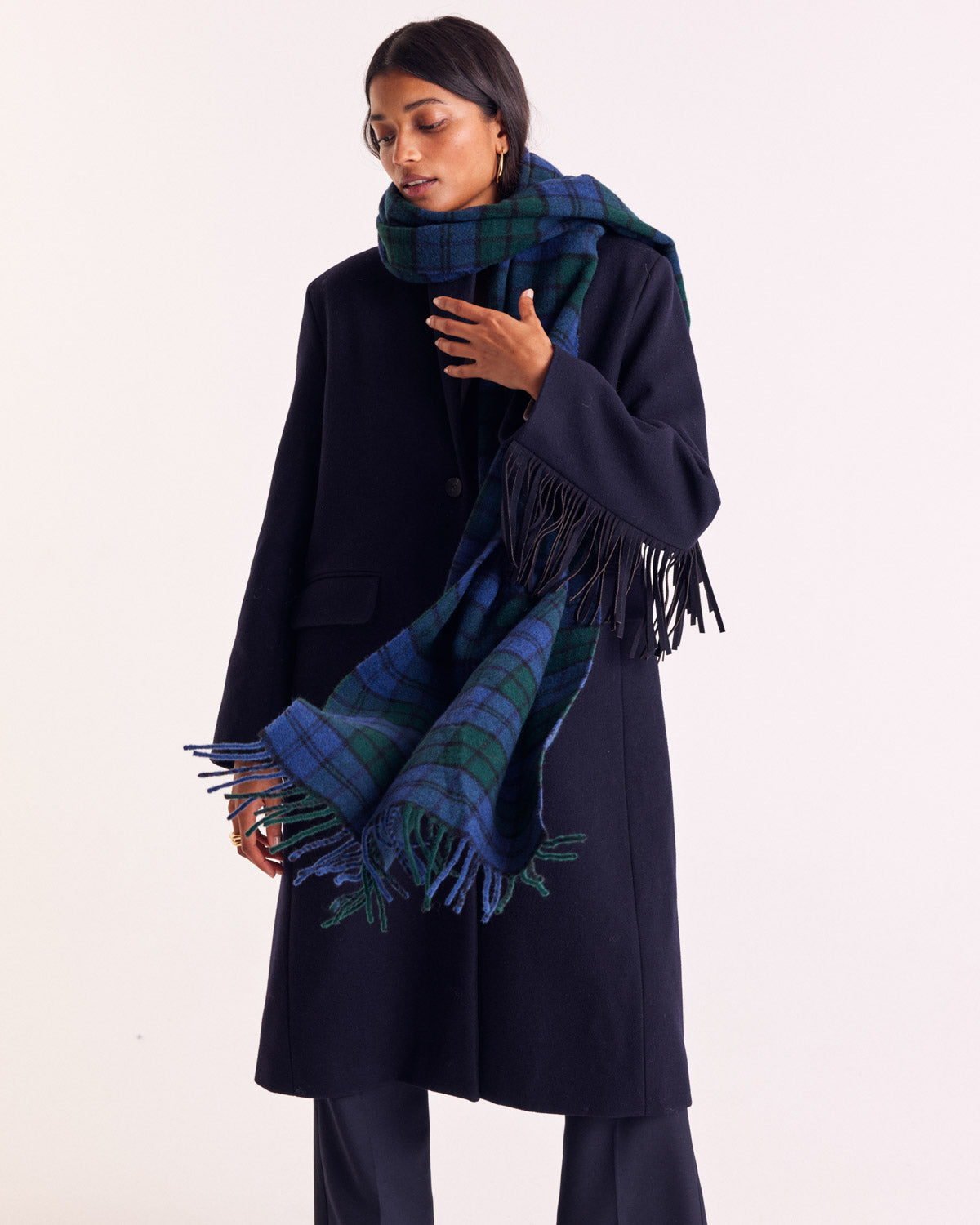 Écharpe Public tartan bleu et vert