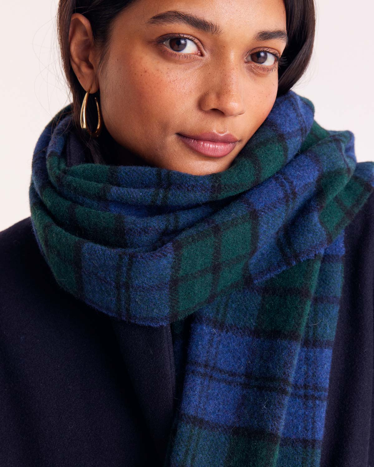 Écharpe Public tartan bleu et vert