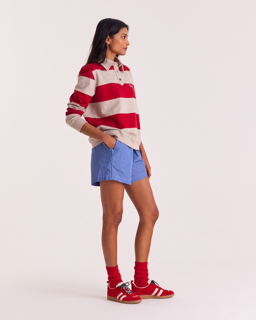 Short Lelio rayures bleu patchwork