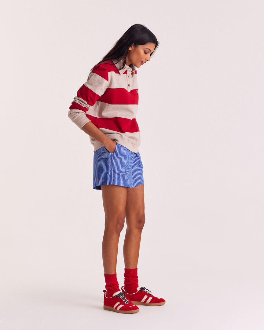 Short Lelio rayures bleu patchwork