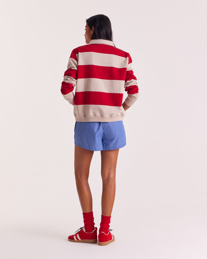 Short Lelio rayures bleu patchwork