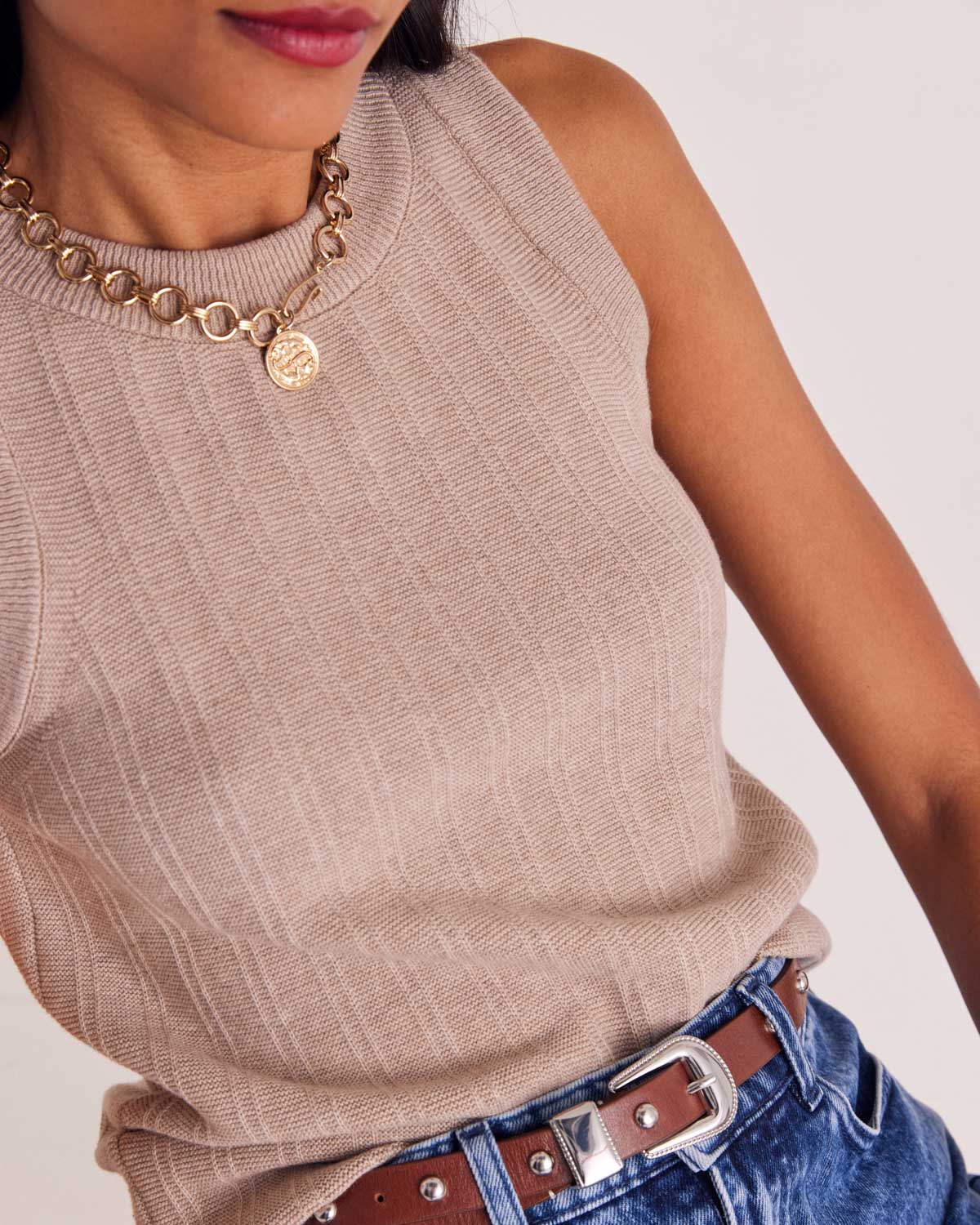 Ceinture Cameron clouté camel