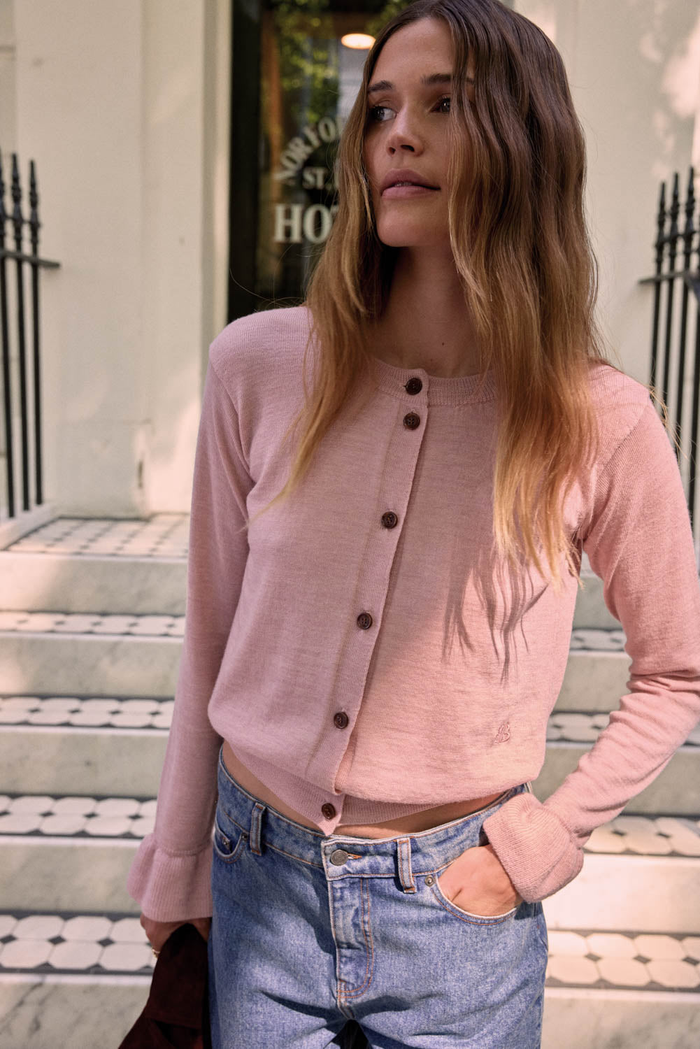 Cardigan Rosalie rose