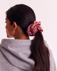 Chouchou Billy XL rayures coquelicot et blanc
