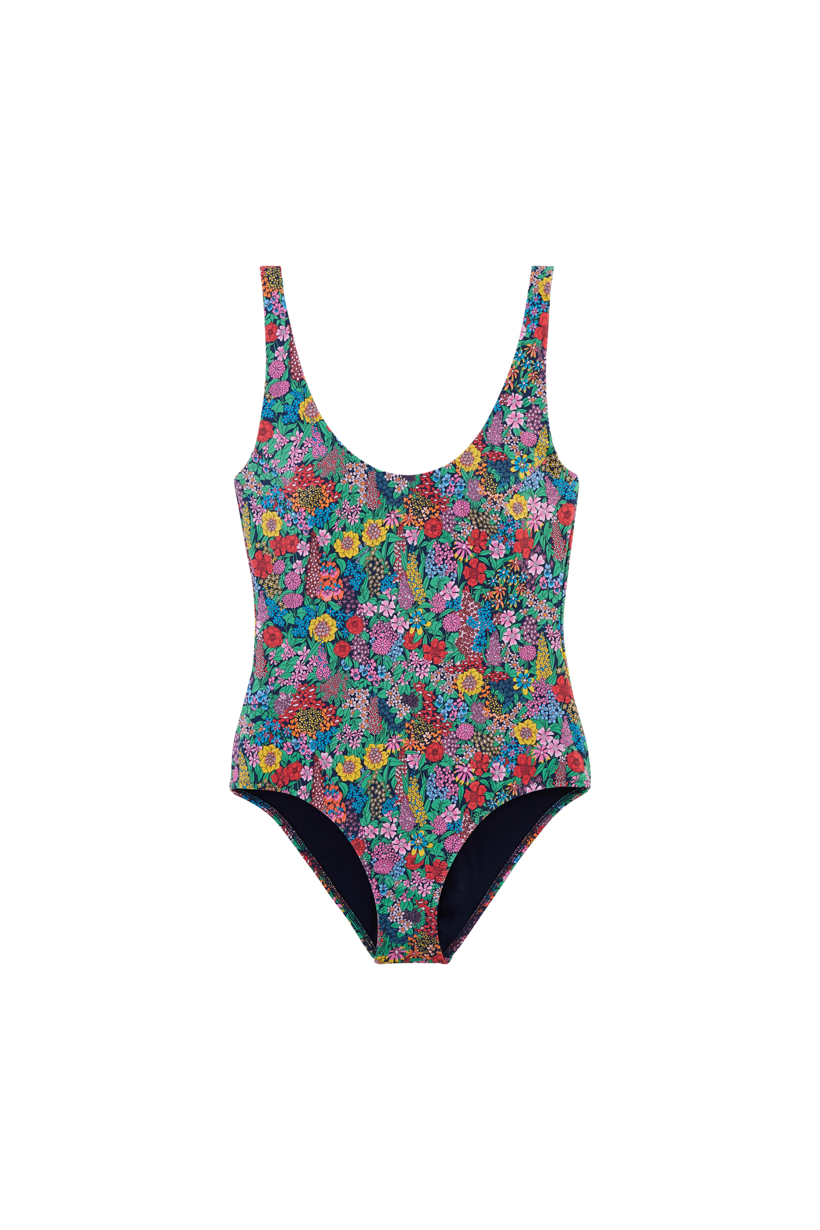 Maillot de bain Emy en matière Liberty violet, jaune et rose