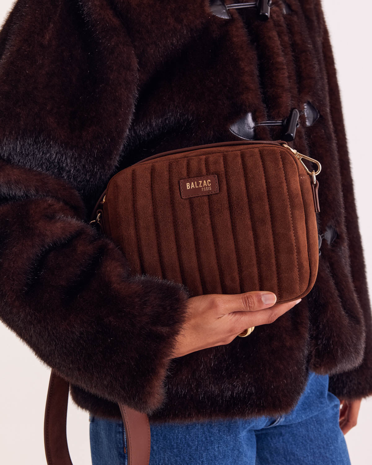 Sac César croûte de cuir chocolat