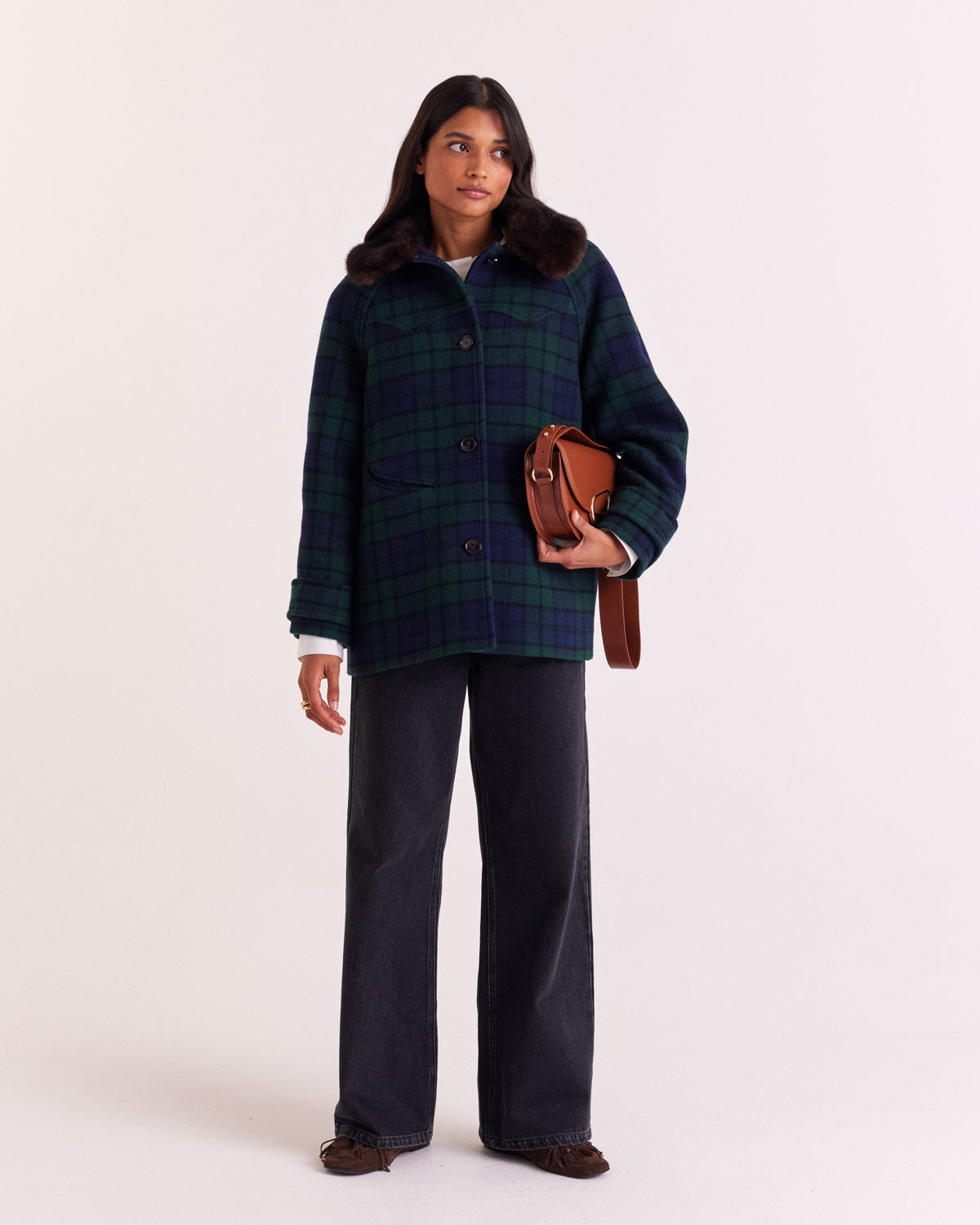 Manteau Trixie tartan bleu et vert