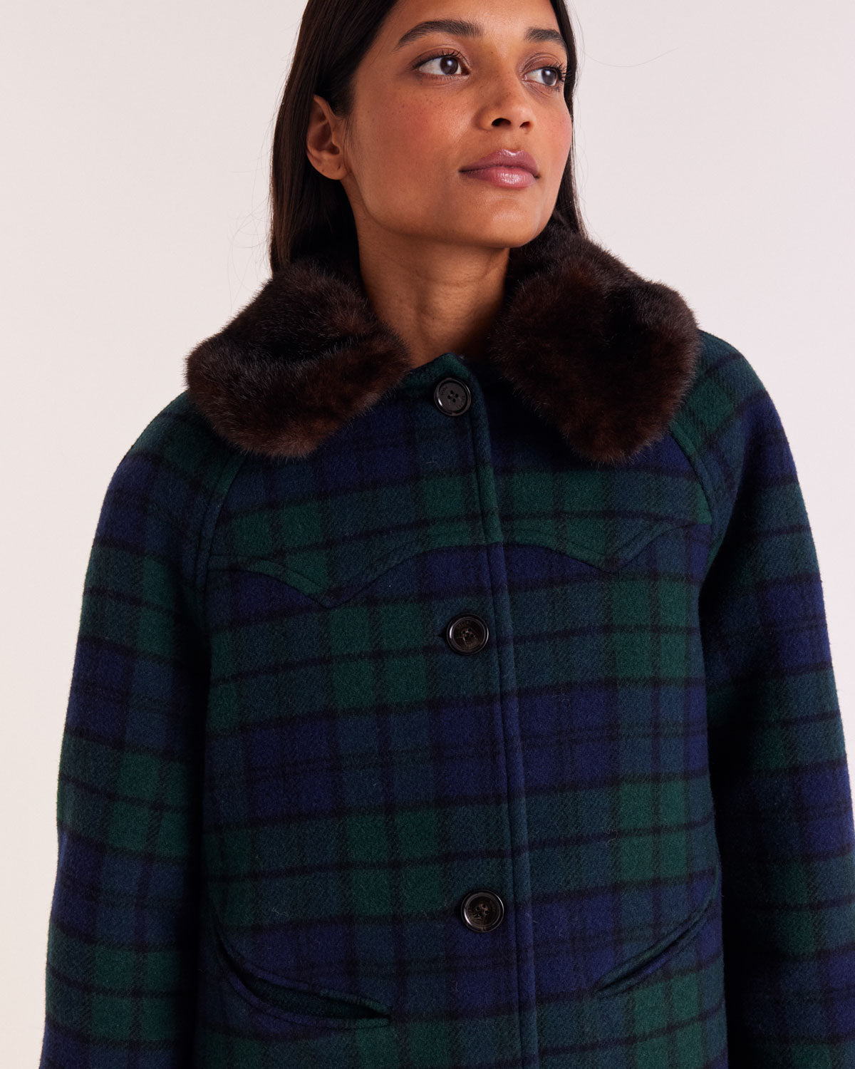 Manteau Trixie tartan bleu et vert