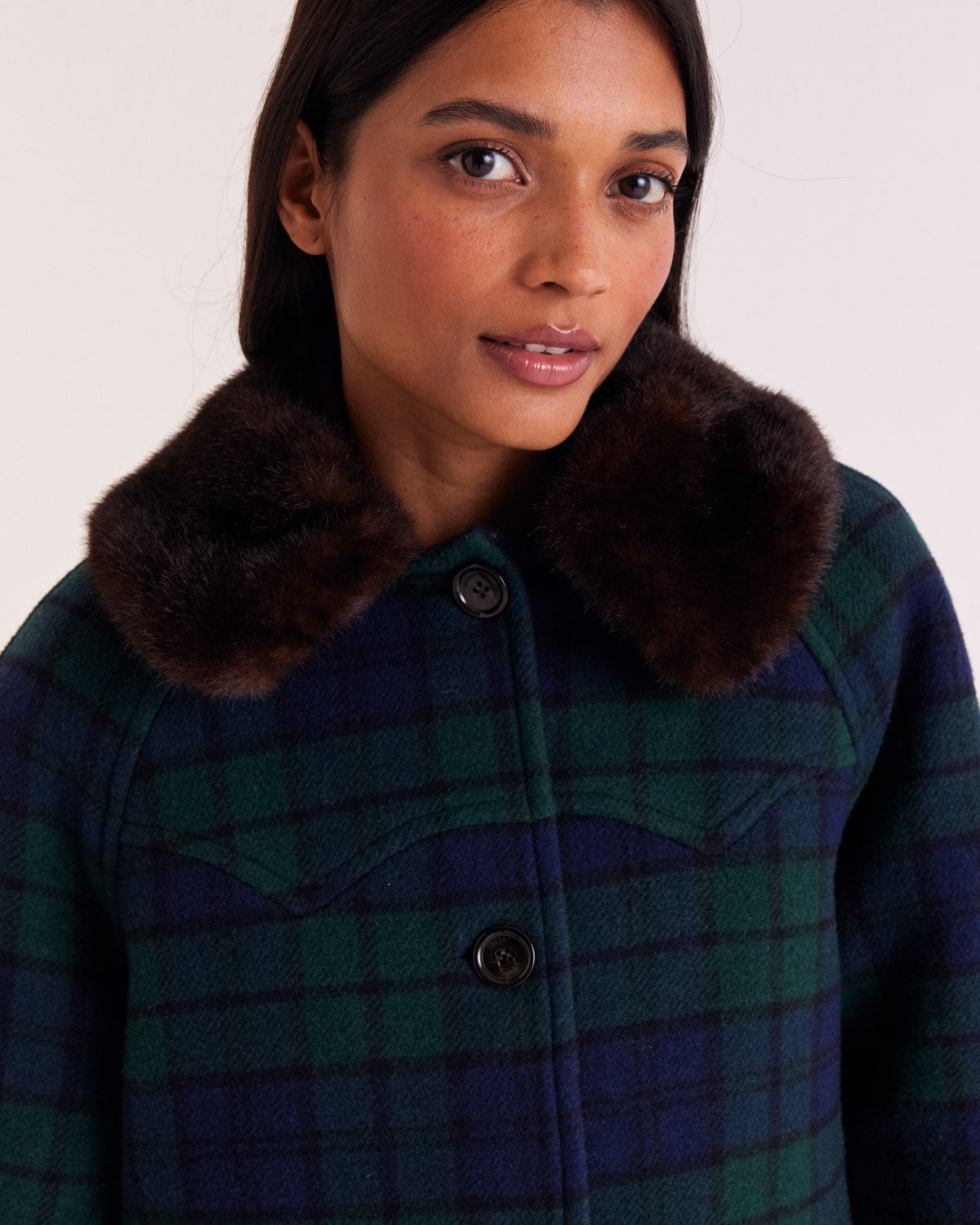 Manteau Trixie tartan bleu et vert