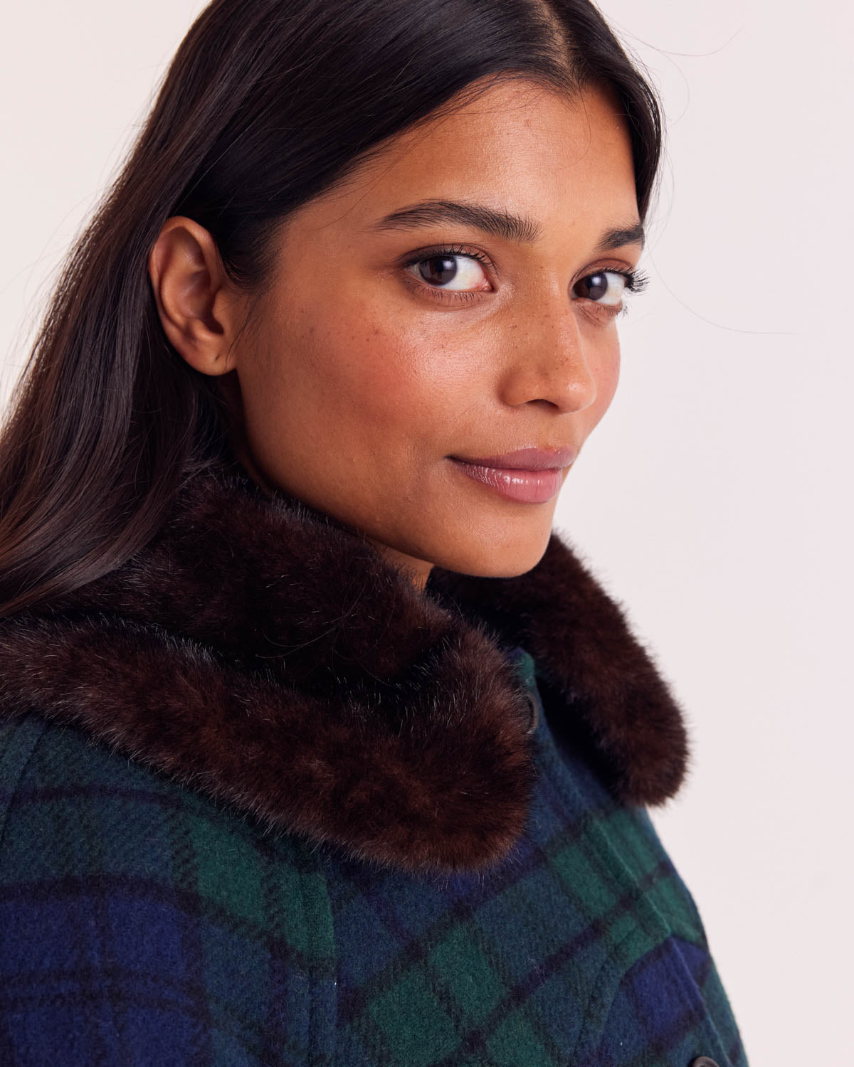 Manteau Trixie tartan bleu et vert
