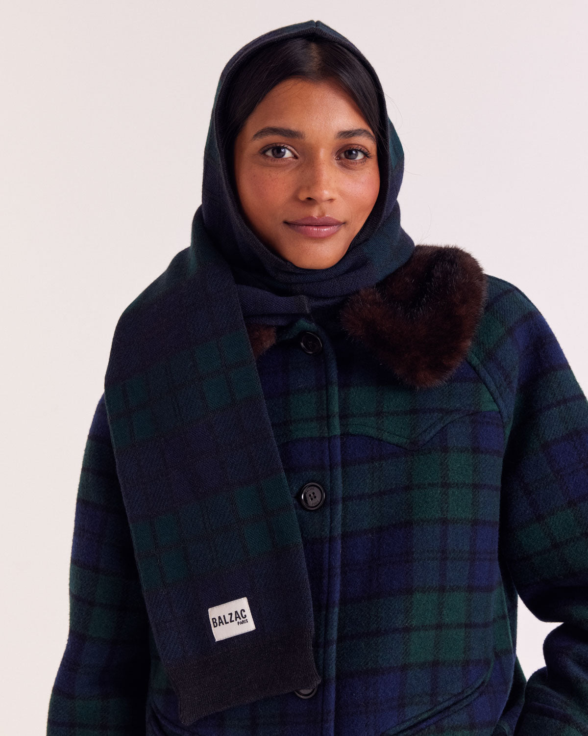 Manteau Trixie tartan bleu et vert